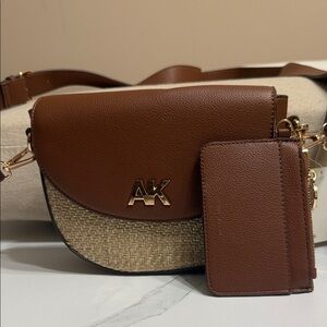Brown and Tan Women's Crossbody Bag